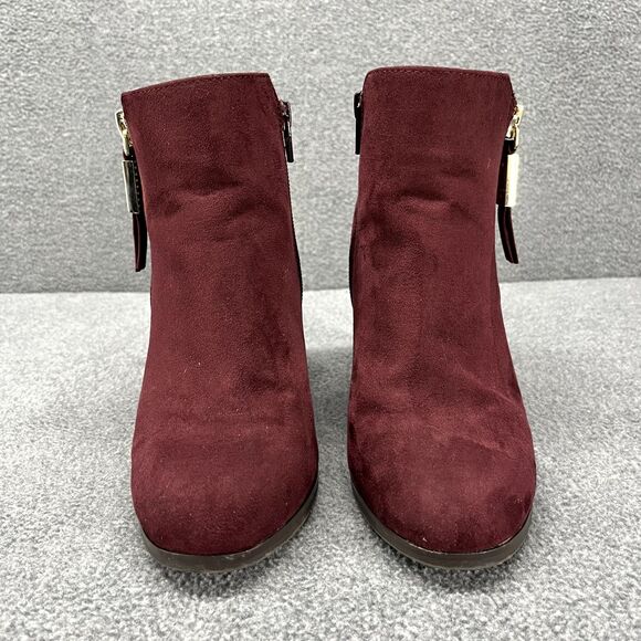 Apt 9 Boots Womens 5.5 Med Burgundy Red Wine Maroon Booties Block Heels - Picture 4 of 14
